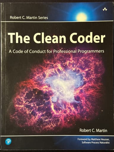 Coperta cărții The Clean Coder: A Code of Conduct for Professional Programmers